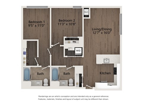 2B-VII Floor Plan at 23rd Place Apartments, Illinois